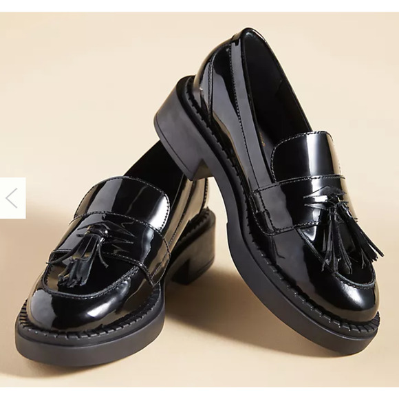 NWOT Seychelles Final Call Loafer Black Gloss Gothic Slip On Shoes Women's 7 - Picture 1 of 13